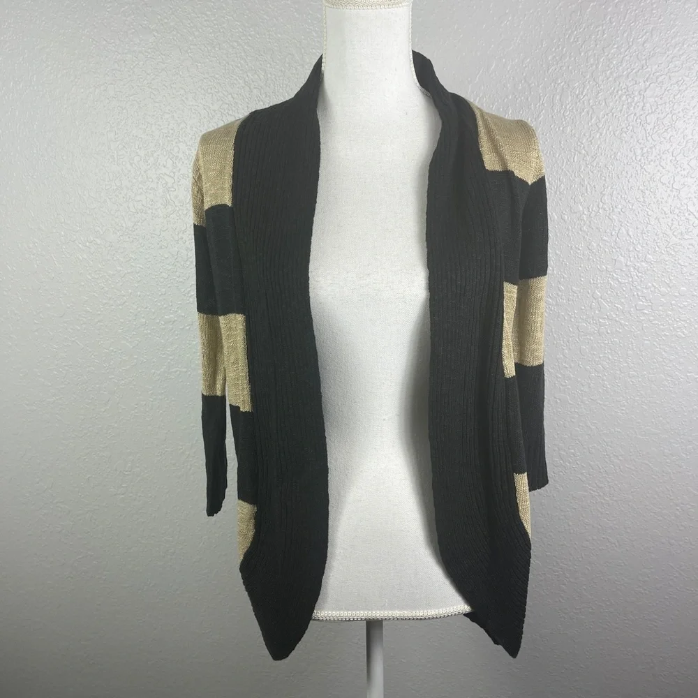 Black &‎ Brown striped open sweater